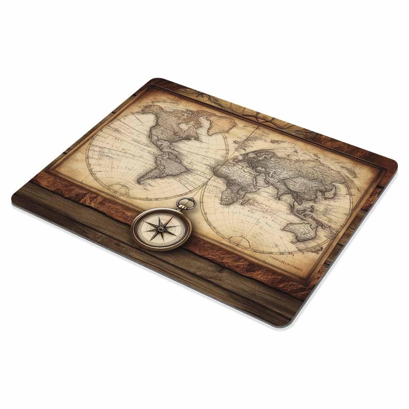 SSOIU Gaming Mouse Pad Custom Design, Vintage World Map Gold Compass on The Old Wood, Non-Slip Thick Rubber Large Mousepad Mat - Image 2